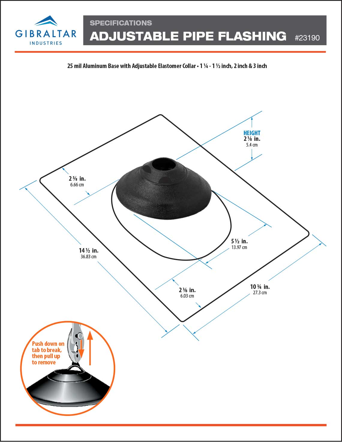 Pipe Flashing Spec Sheet